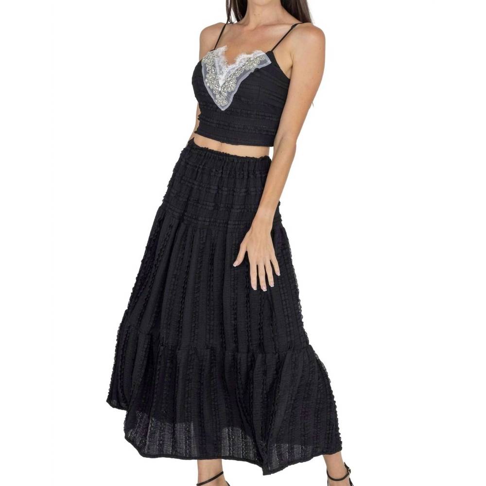NEW AKALIA emma top and maxi skirt set in black